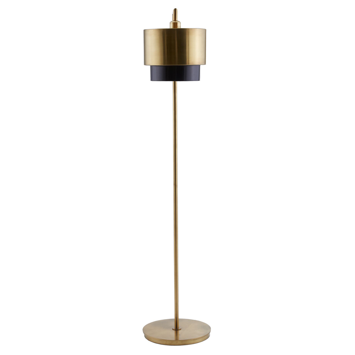 Arteriors Nolan Industrial Vintage Brass Iron Metal Shade Arched Floor Lamp