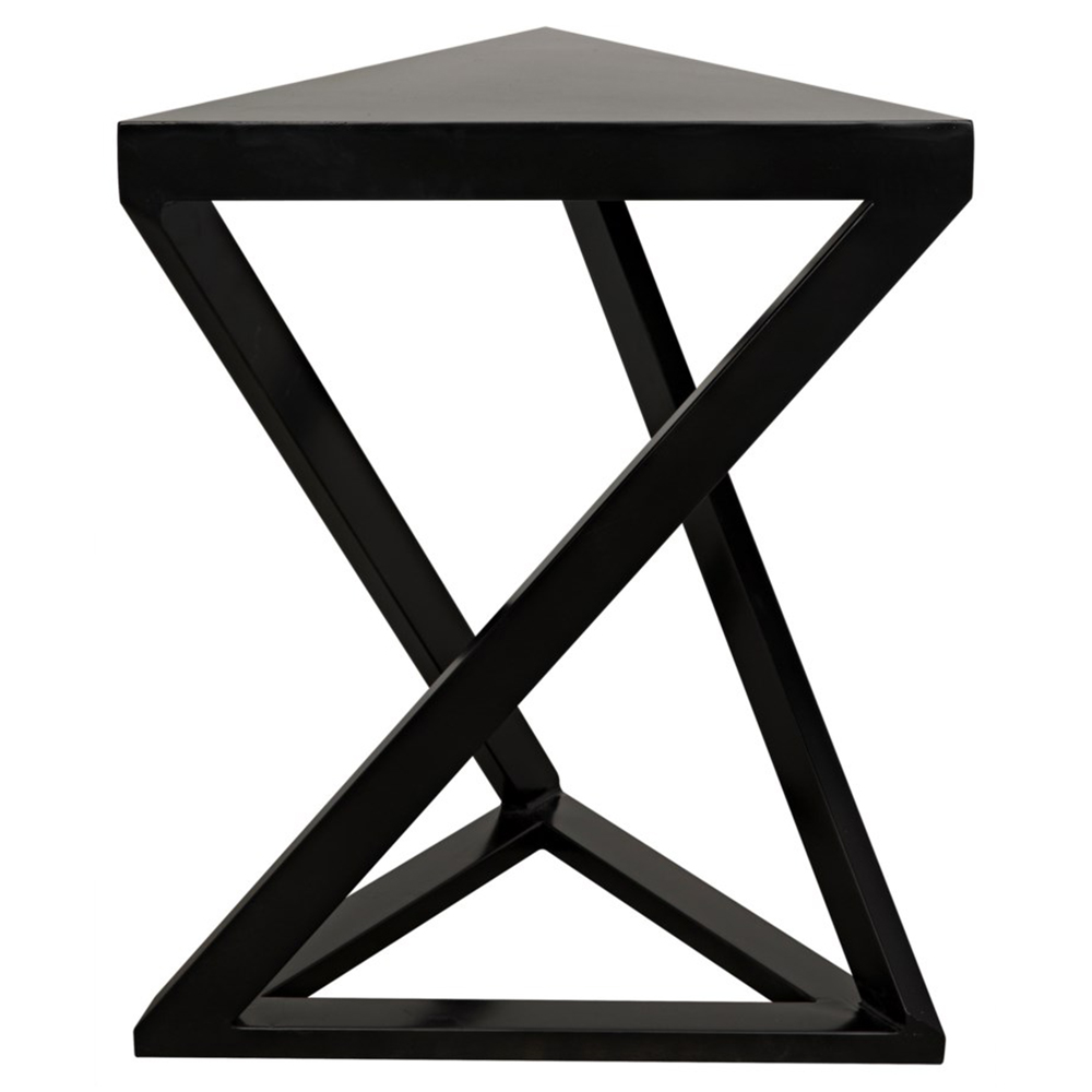 Noir Orpheo Industrial Loft Black Metal Triangular Statement Side Table